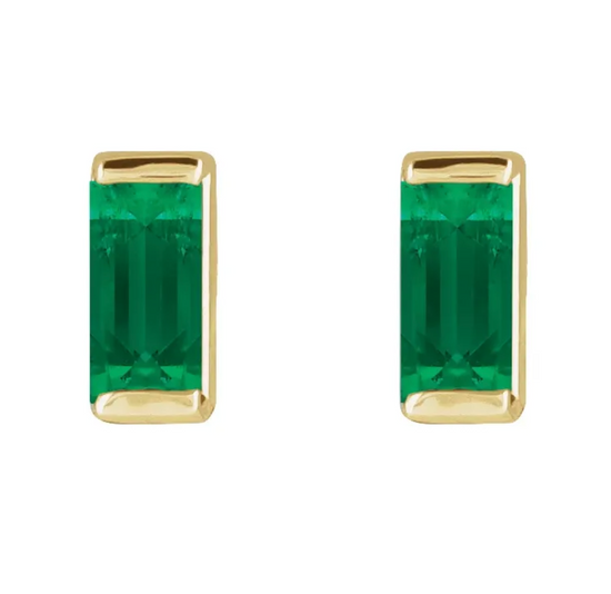 14K Gold Baguette Stud Earrings