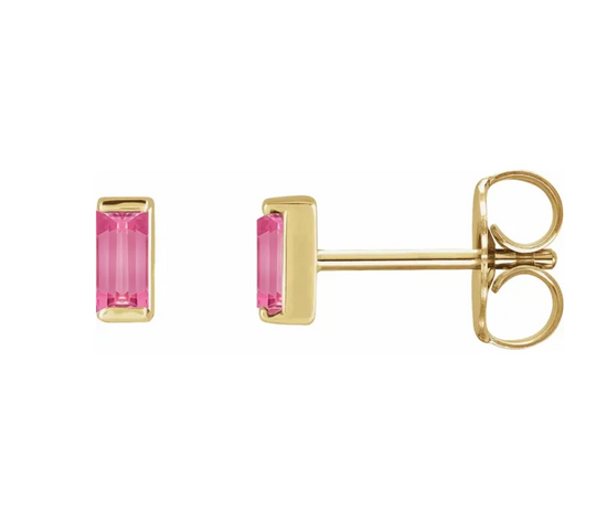 14K Gold Baguette Stud Earrings