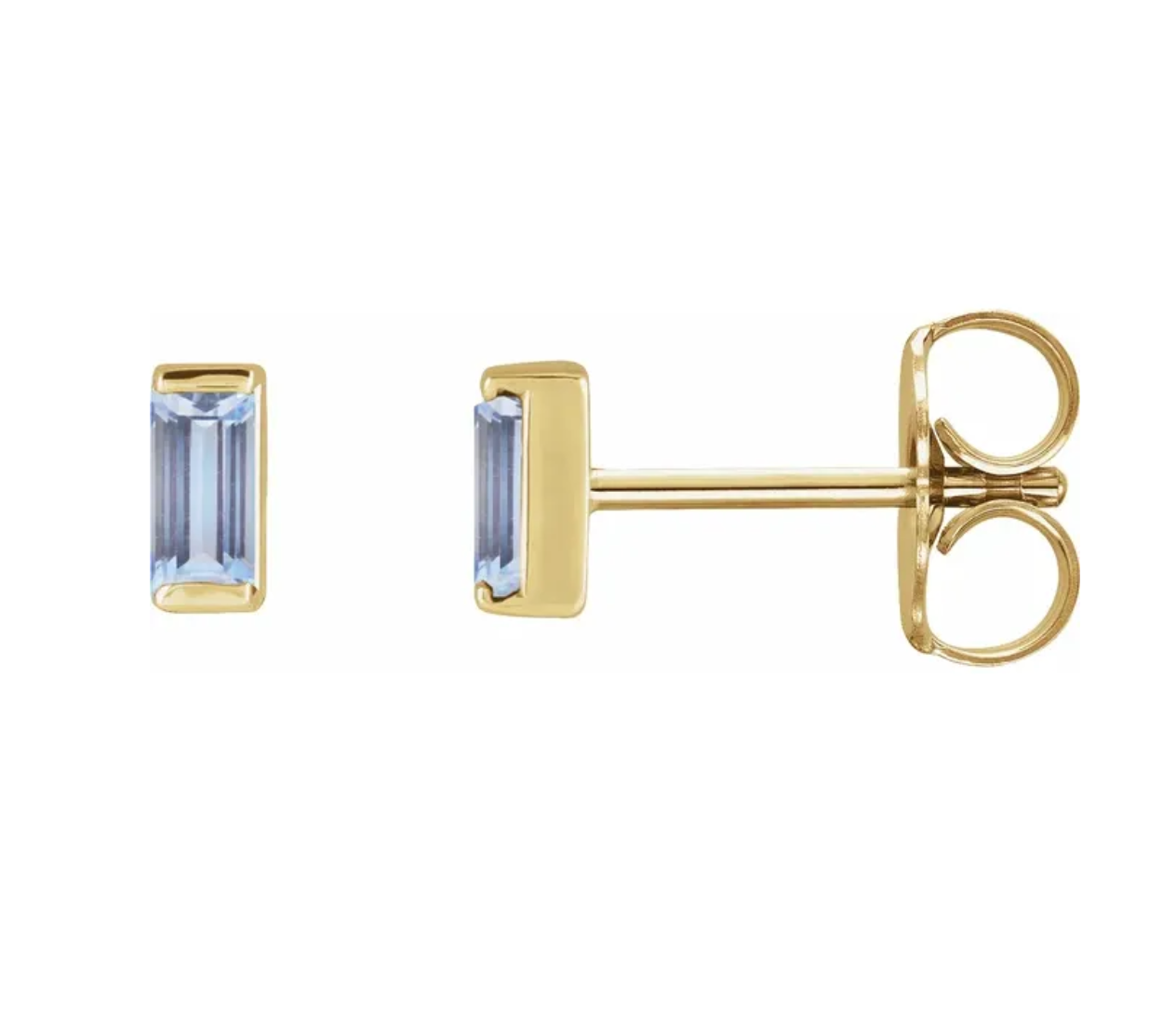 14K Gold Baguette Stud Earrings