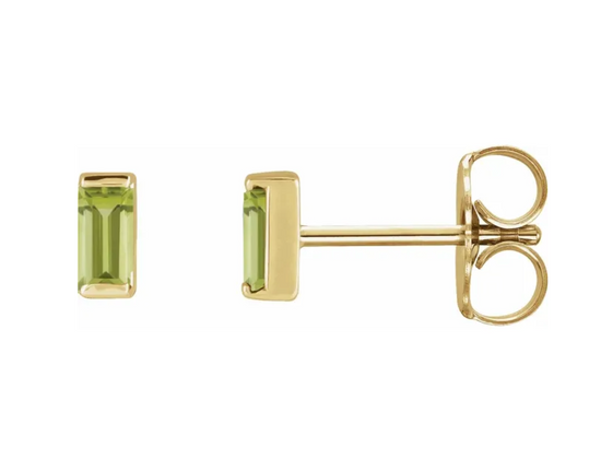 14K Gold Baguette Stud Earrings