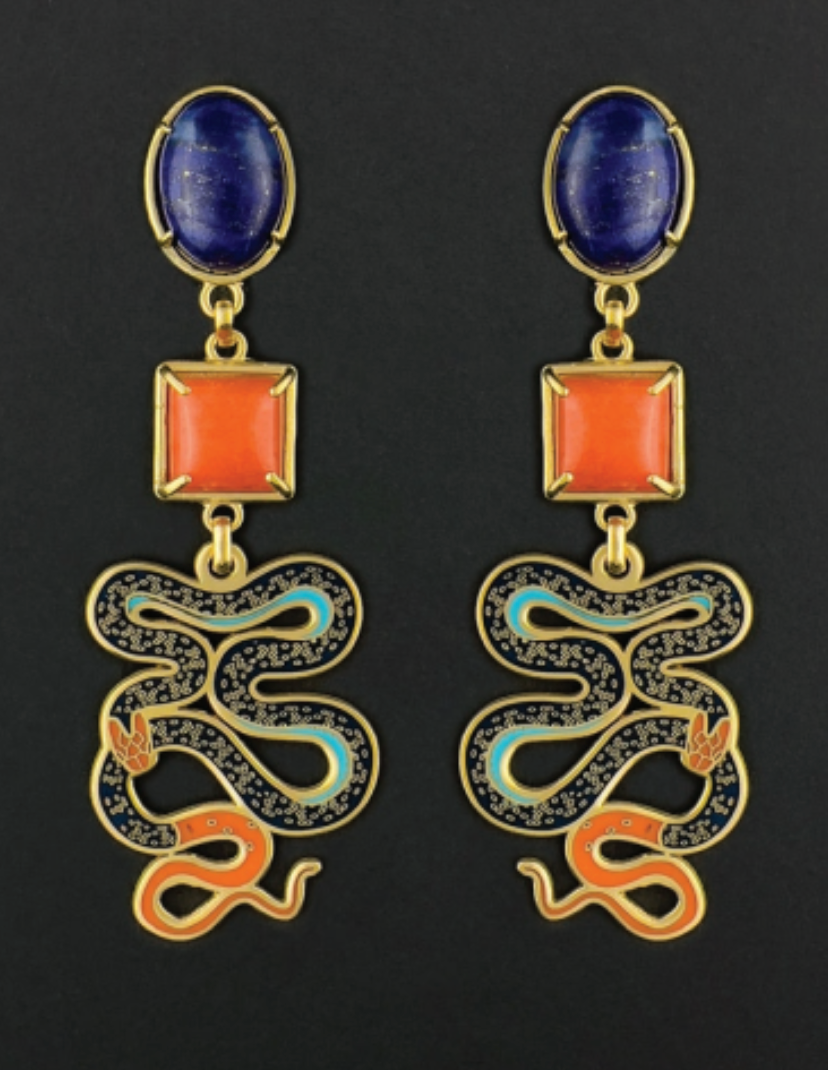 Blue Coral Snake Earrings