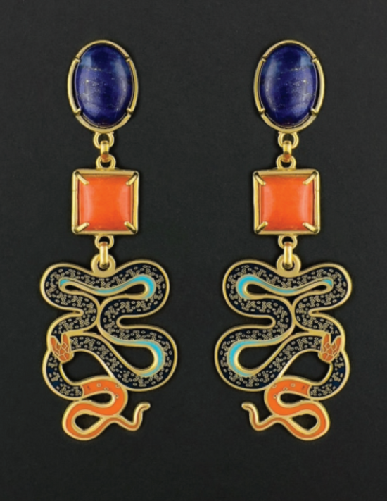 Blue Coral Snake Earrings