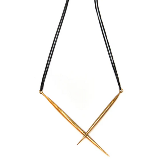 Large Crossed Quill Necklace