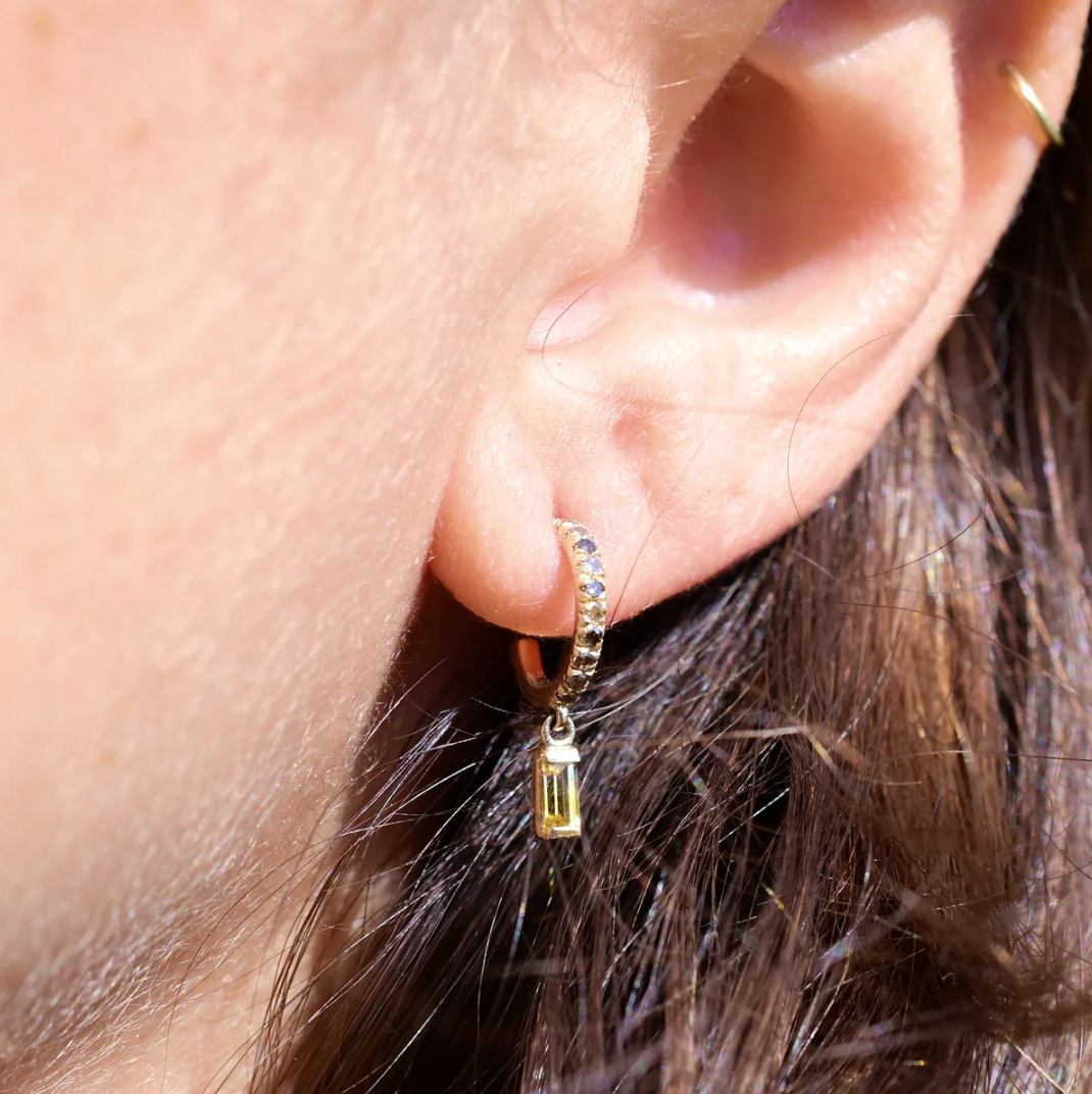 Sapphire Dangle Hoop Earrings