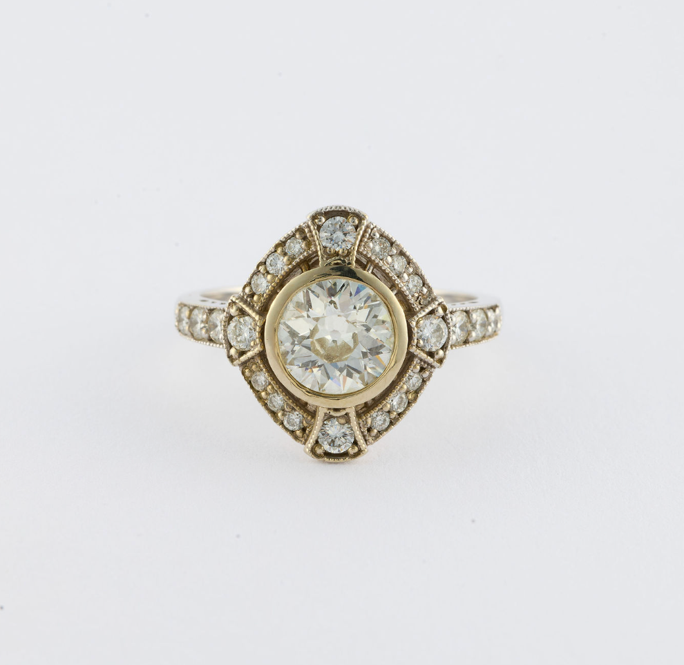 Bezel Halo Antique Diamond Ring