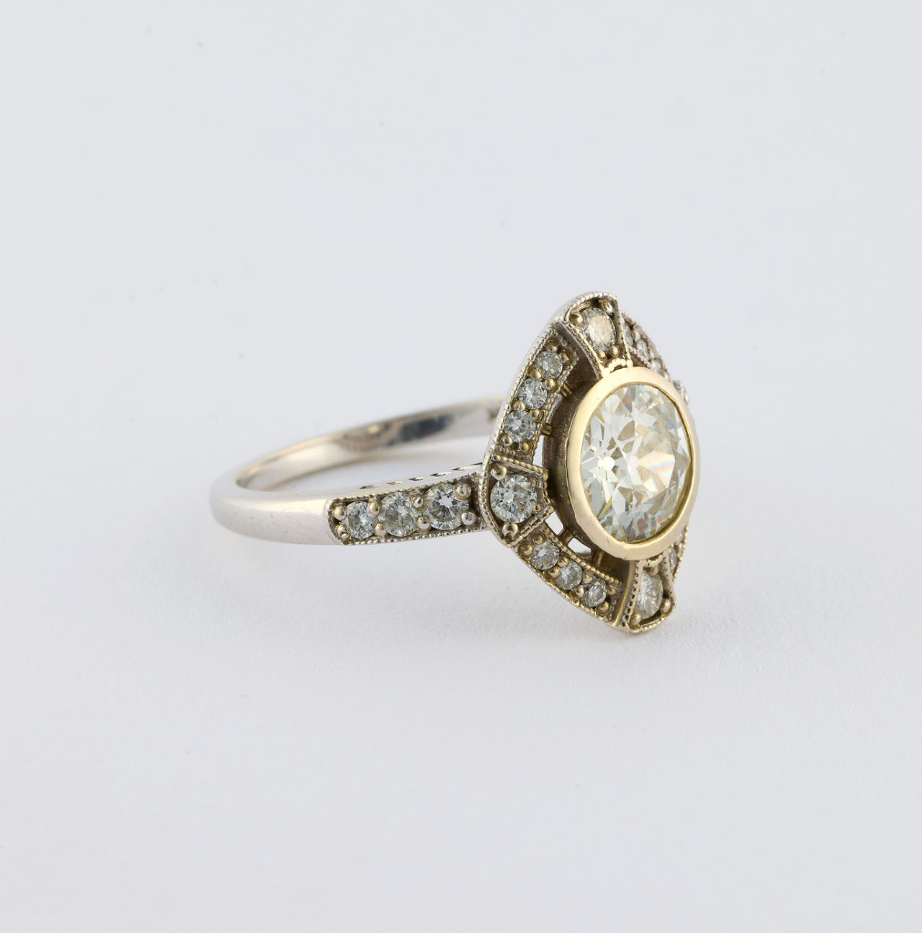 Bezel Halo Antique Diamond Ring