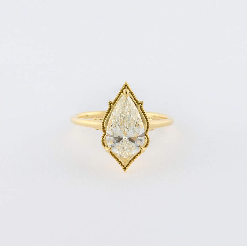 Arabesque Pear Diamond Ring