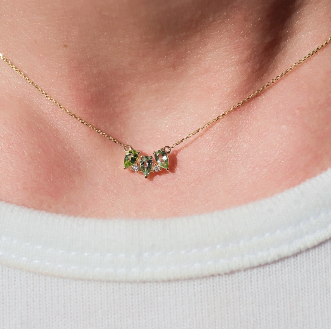 Tourmaline White Diamond Necklace