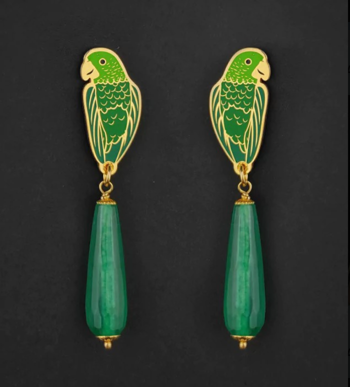Green Parakeet Earrings