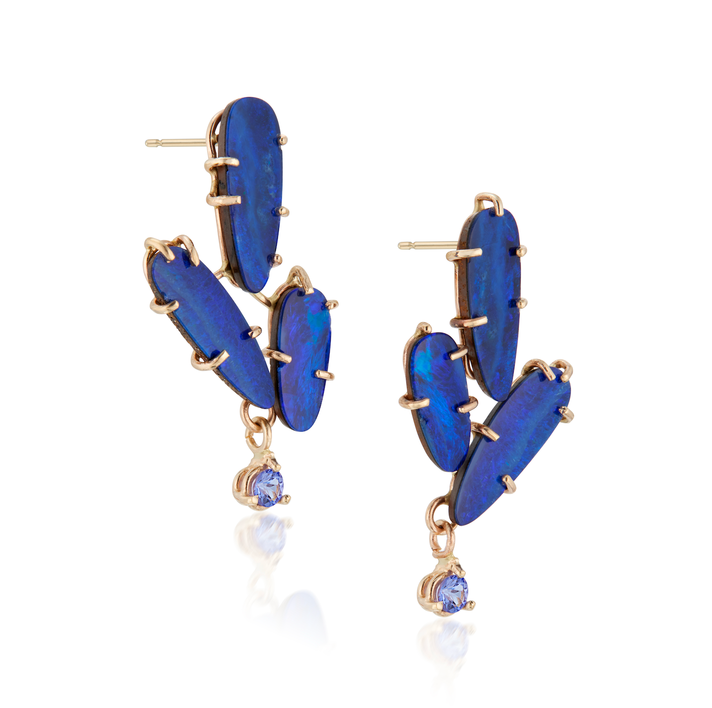 Australian Opal + Tanzanite Cactus Earrings