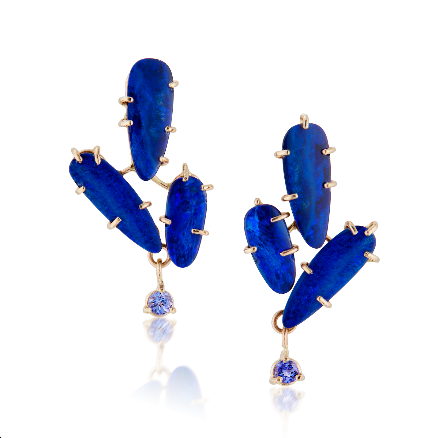 Australian Opal + Tanzanite Cactus Earrings