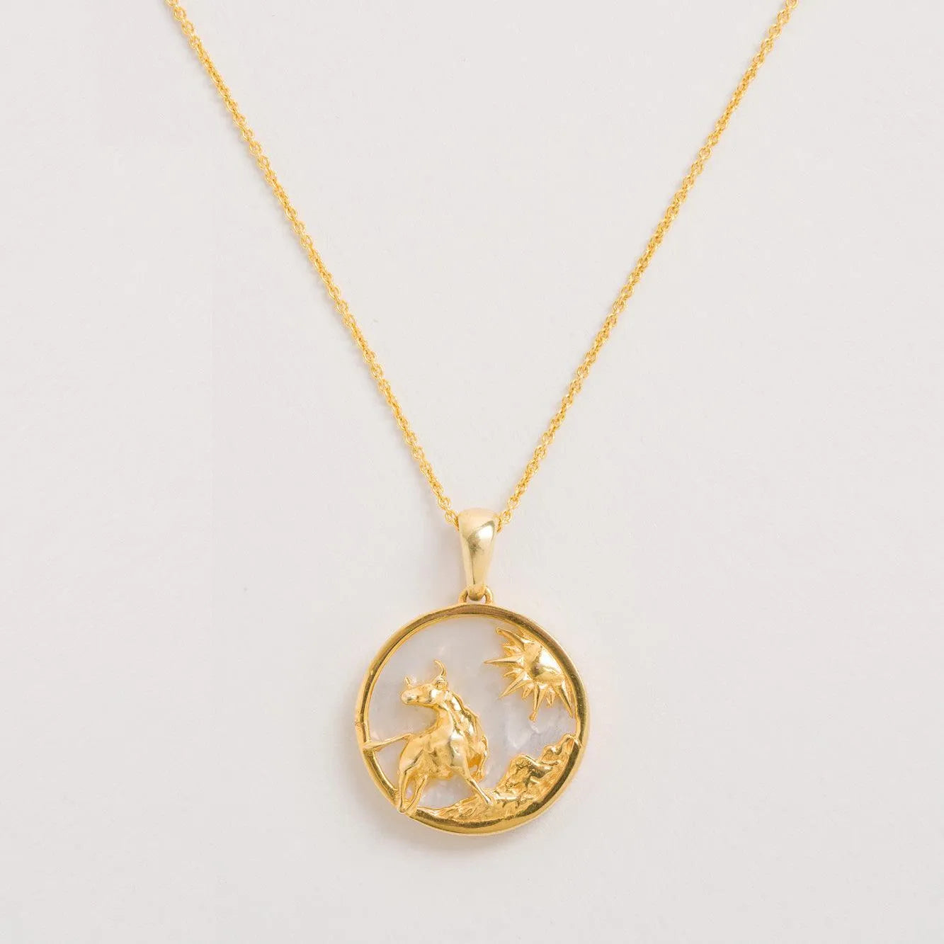 Taurus pendant on an off white background