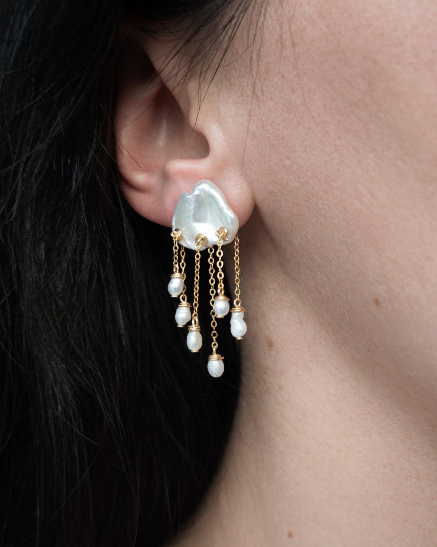 Thunderstorm White Earrings