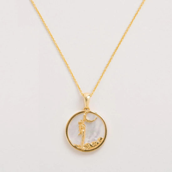 Virgo sign necklace on a white background