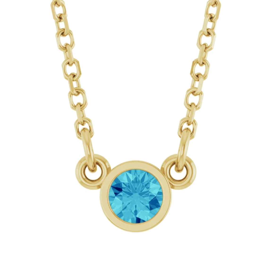 14K Gold Birthstone Necklace