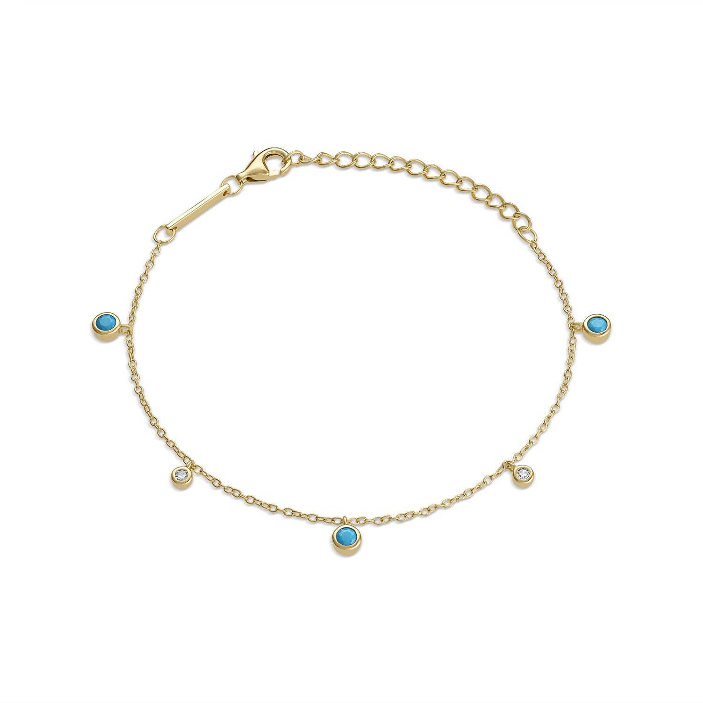 Dangle CZ Diamond Turq Bracelet