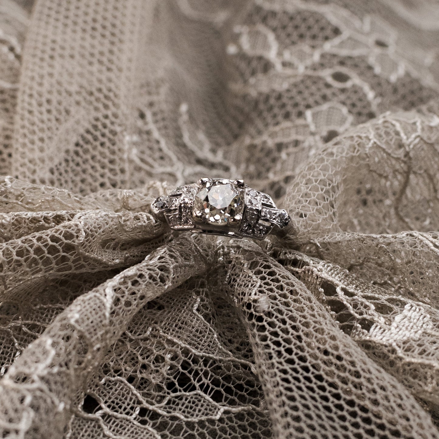 Platinum Deco Antique Ring