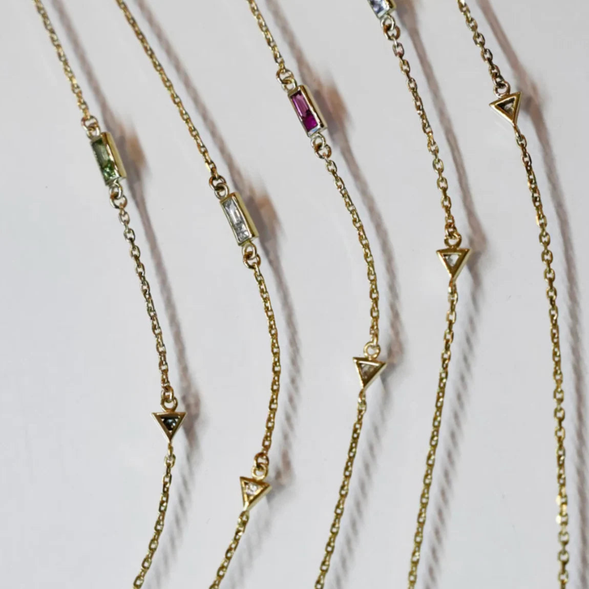 Mini Gemstone Split Necklace