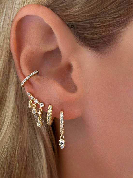 Vermeil Waterfall Dangle Drop Chain Stud Earrings