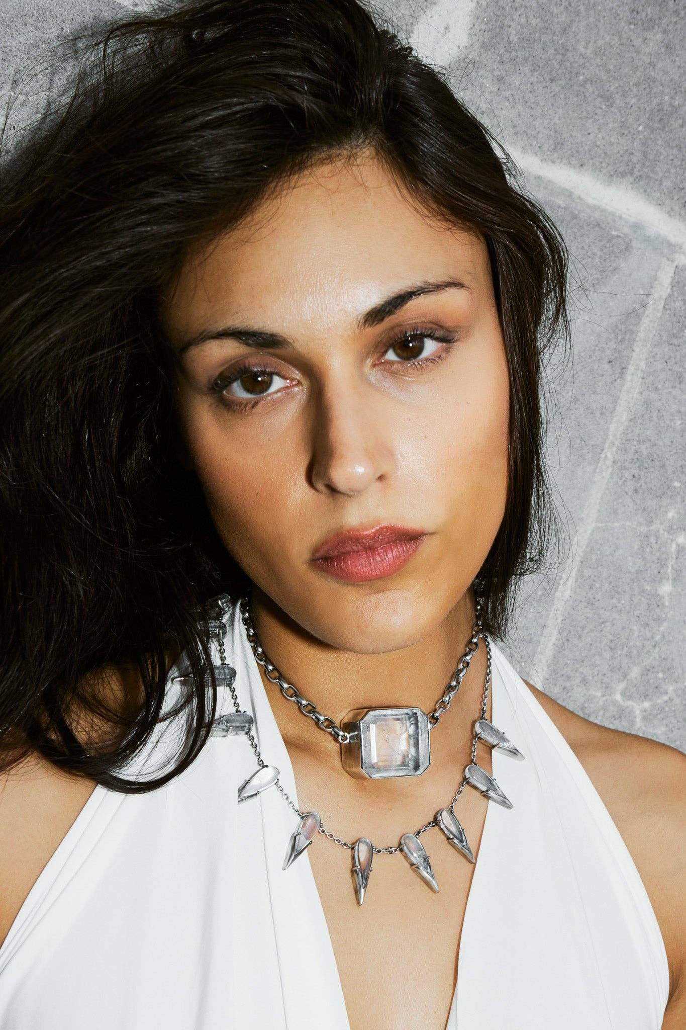 The Saber Tooth Necklace in Striated Crystal