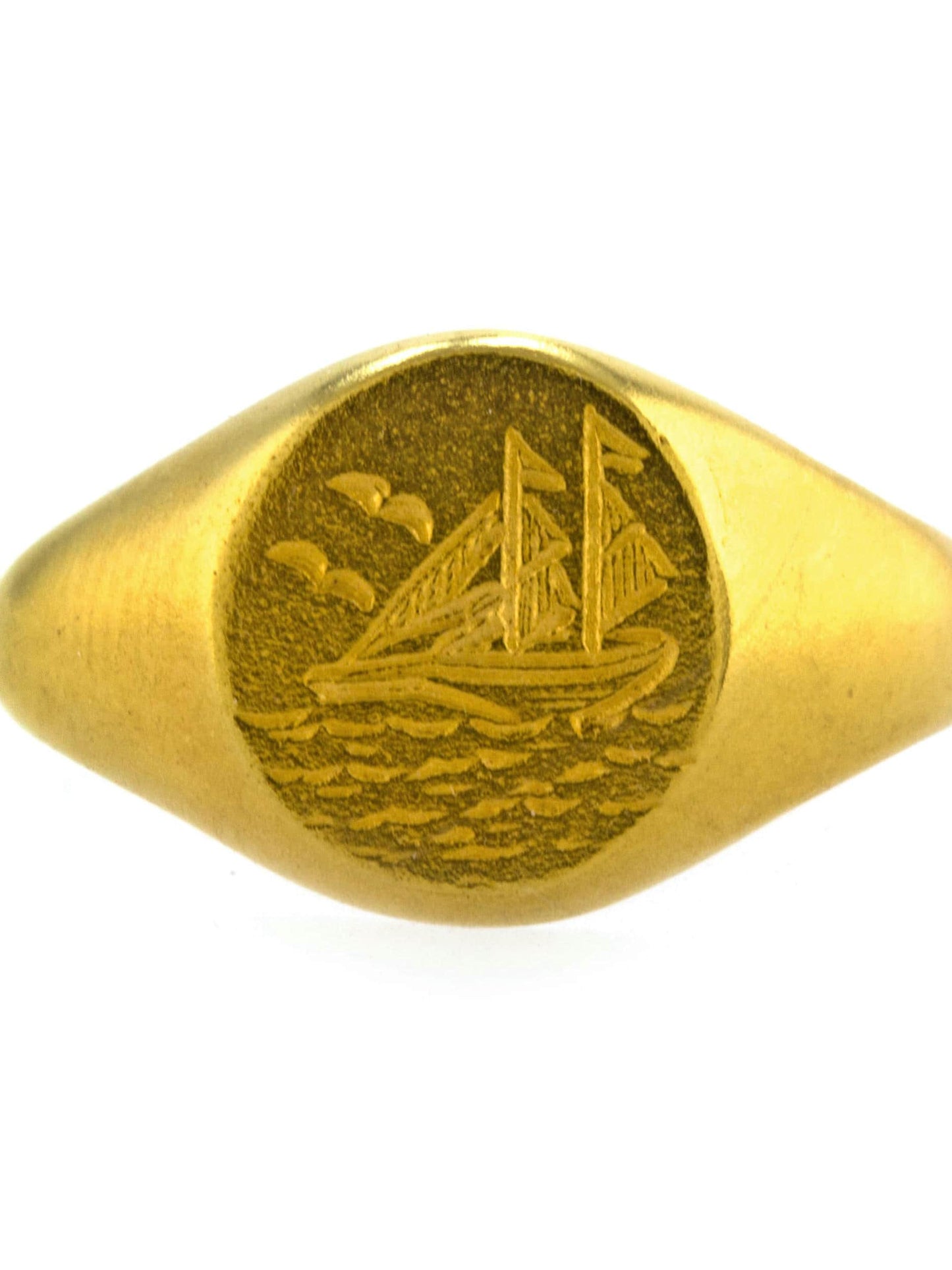 Ship at Sea Engraved Signet Ring