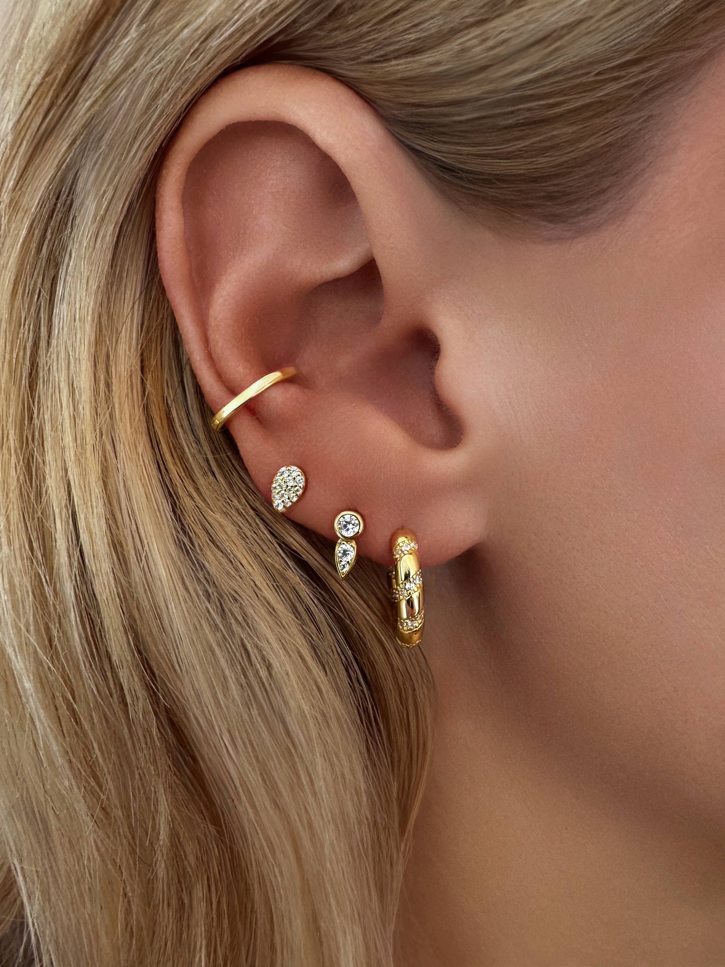 Vermeil Pavé Petal Studs
