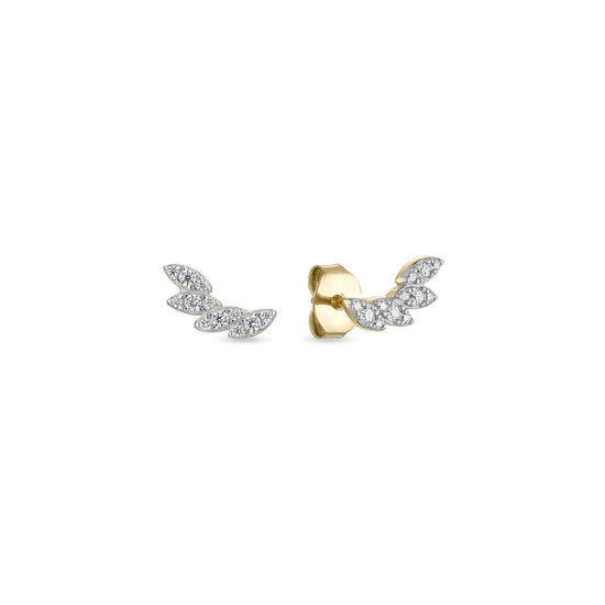 Vermeil Mixed Metal Encrusted Petal Ear Climber Studs