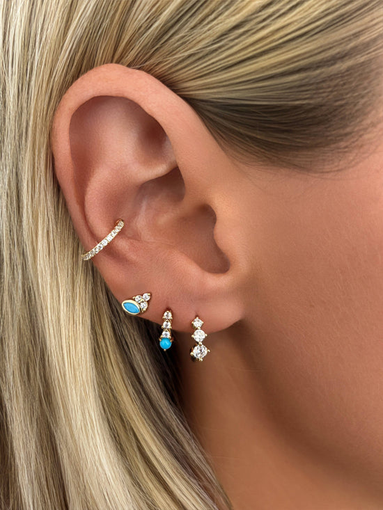 Vermeil Marquise Turquoise & CZ Stud Earrings