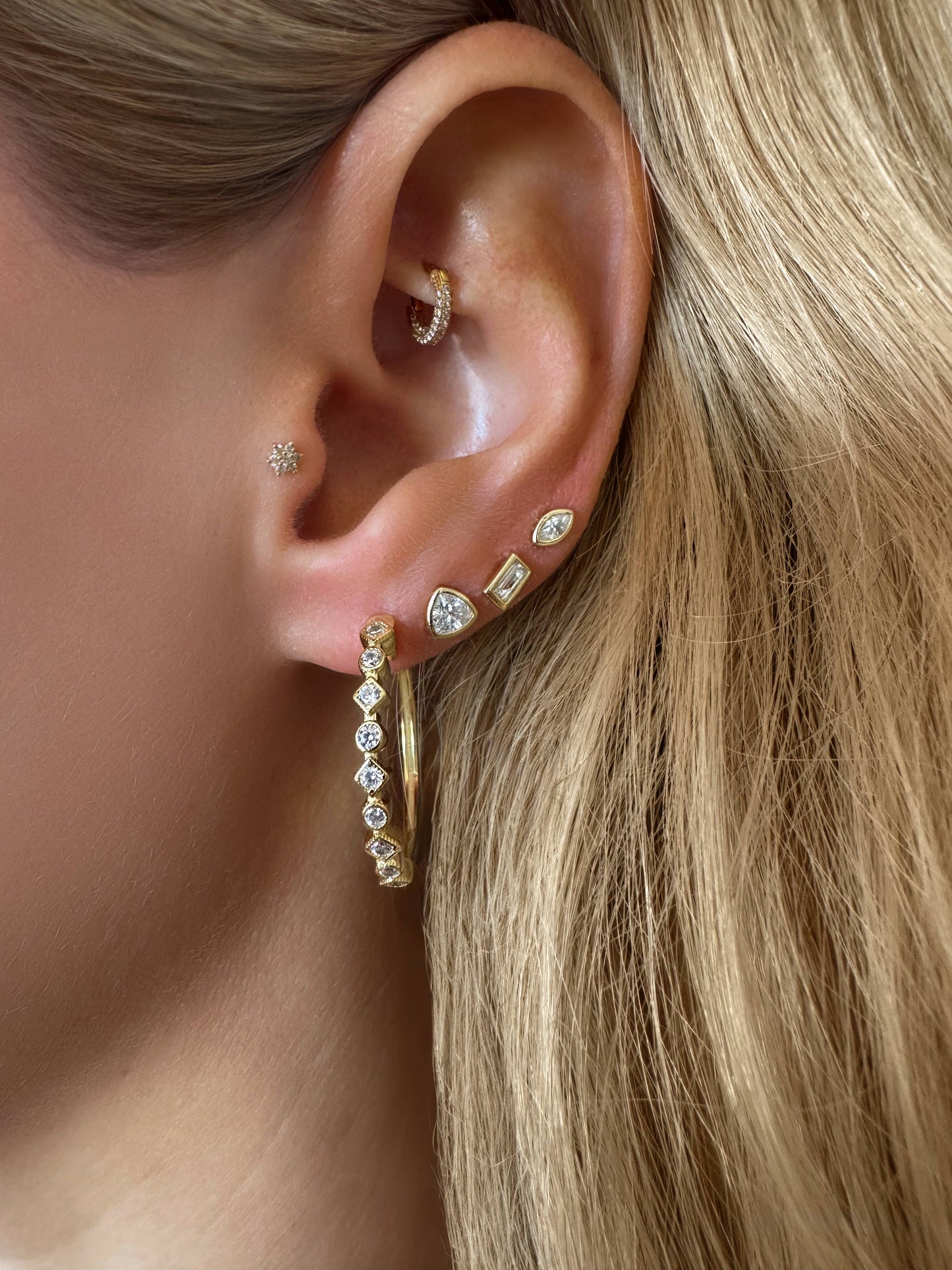 Bezel Emerald Cut CZ Diamond Studs