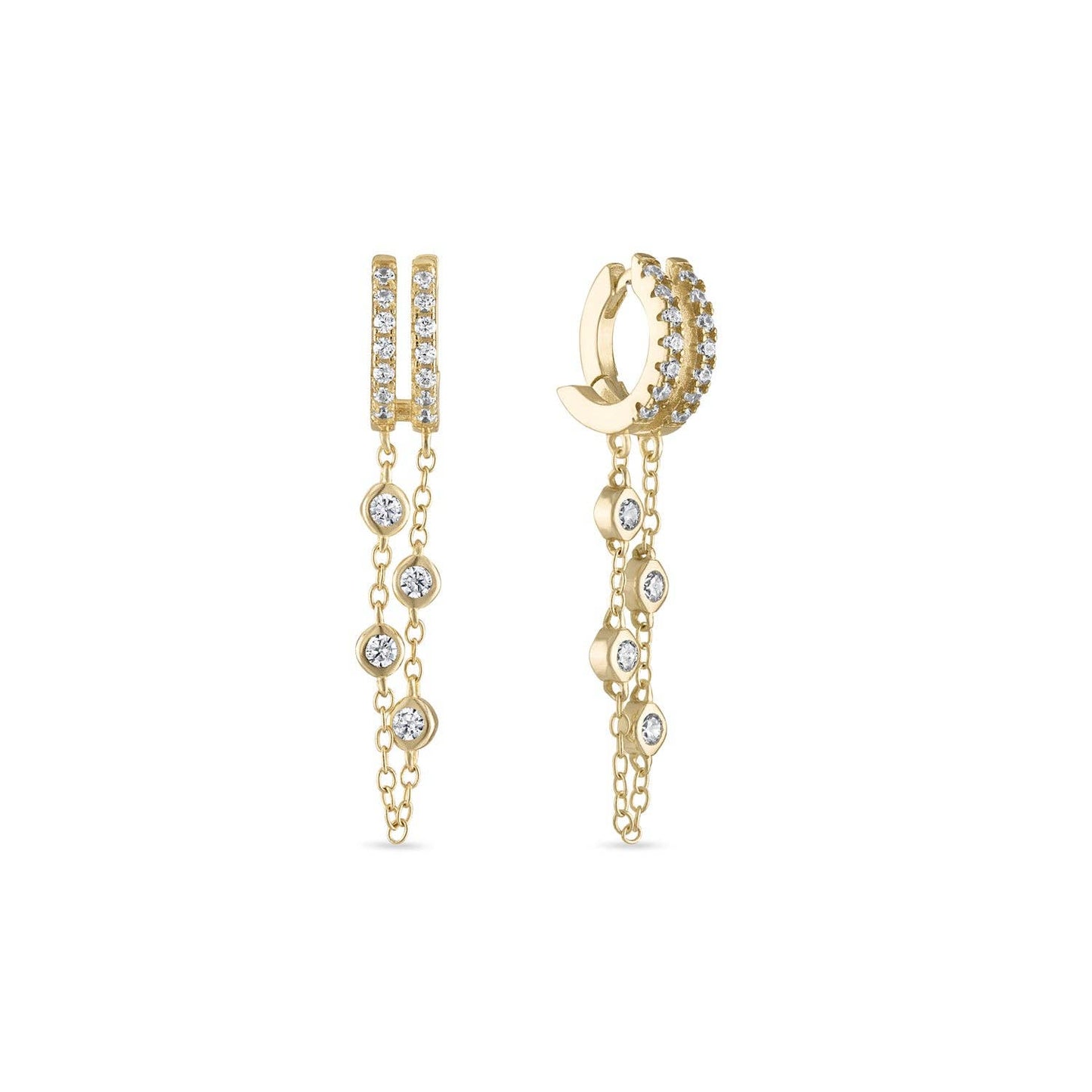 Double Dangle Chain Huggie Earring