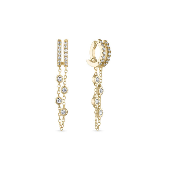Double Dangle Chain Huggie Earring