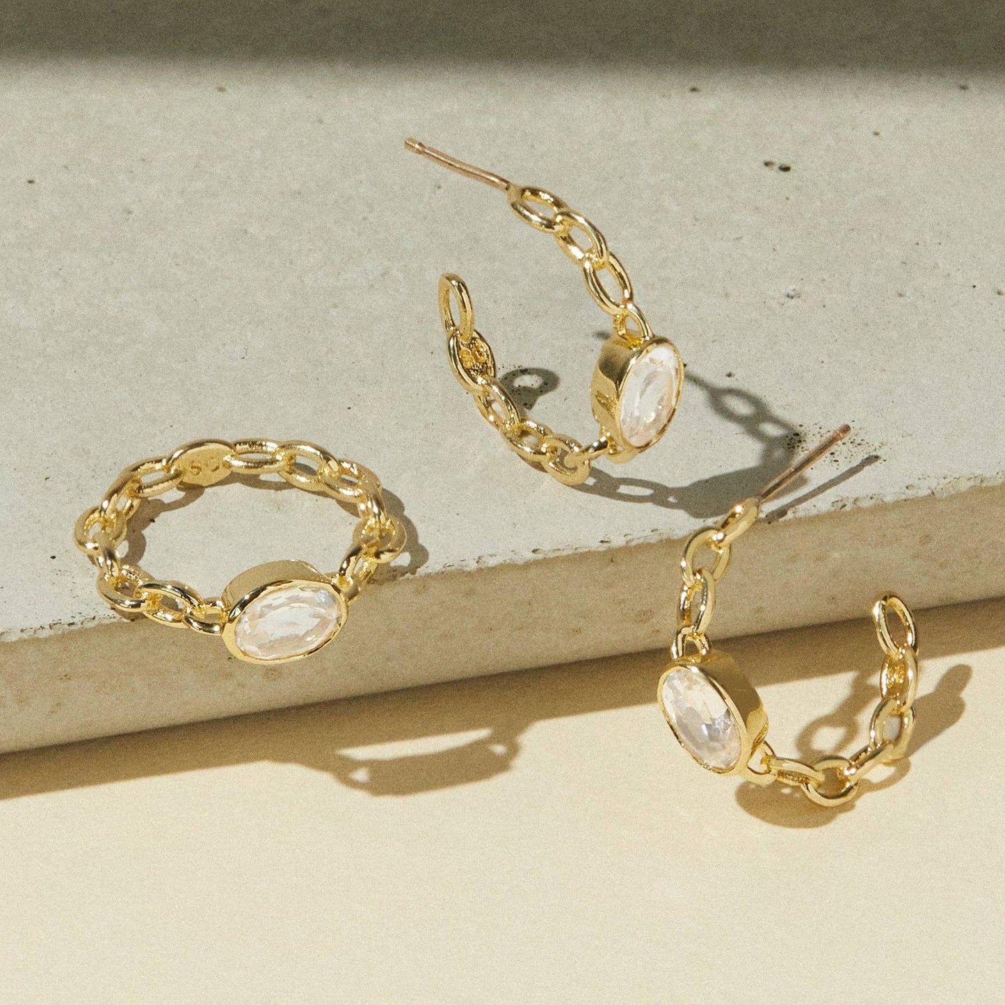 Cable Hoops in Topaz/Gold