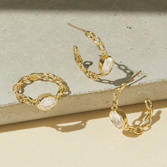 Cable Hoops in Topaz/Gold