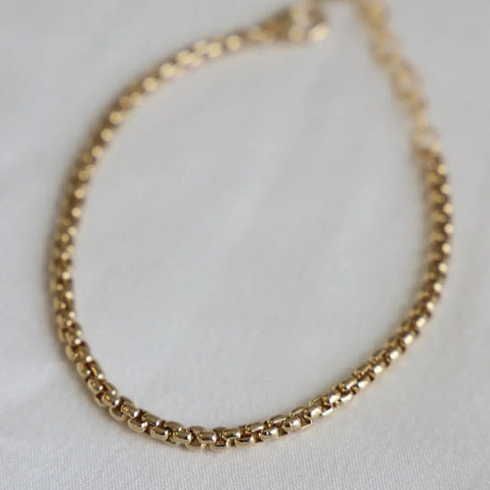 Holland Round Box Chain Bracelet in Gold