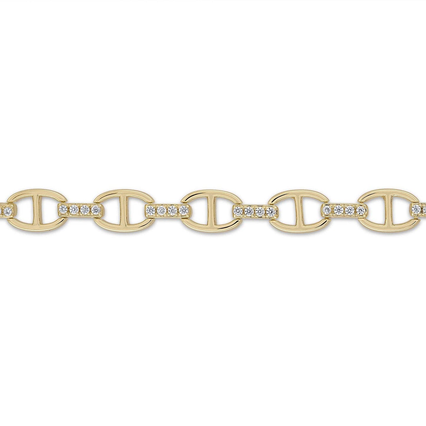 Vermeil Pave Anchor Link Chain Bracelet