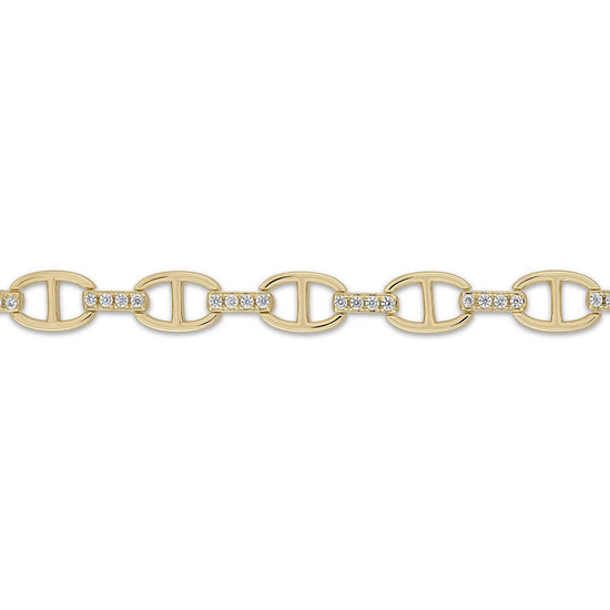 Vermeil Pave Anchor Link Chain Bracelet