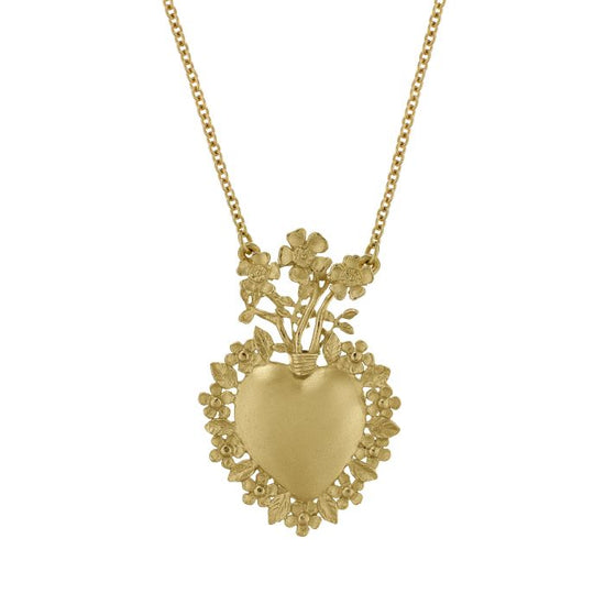 Sacred Heart Floral Necklace