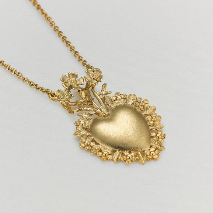 Sacred Heart Floral Necklace