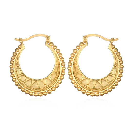 Gold Mandala Hoop Earrings