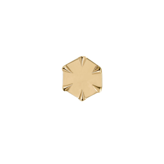 Load image into Gallery viewer, hexagon shaped gold stud on a white background
