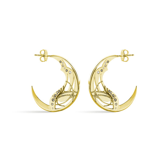 Gold hoops on a white background