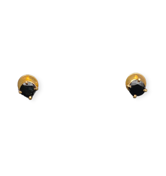 Gold vermeil studs with onyx stone pictured on white background 