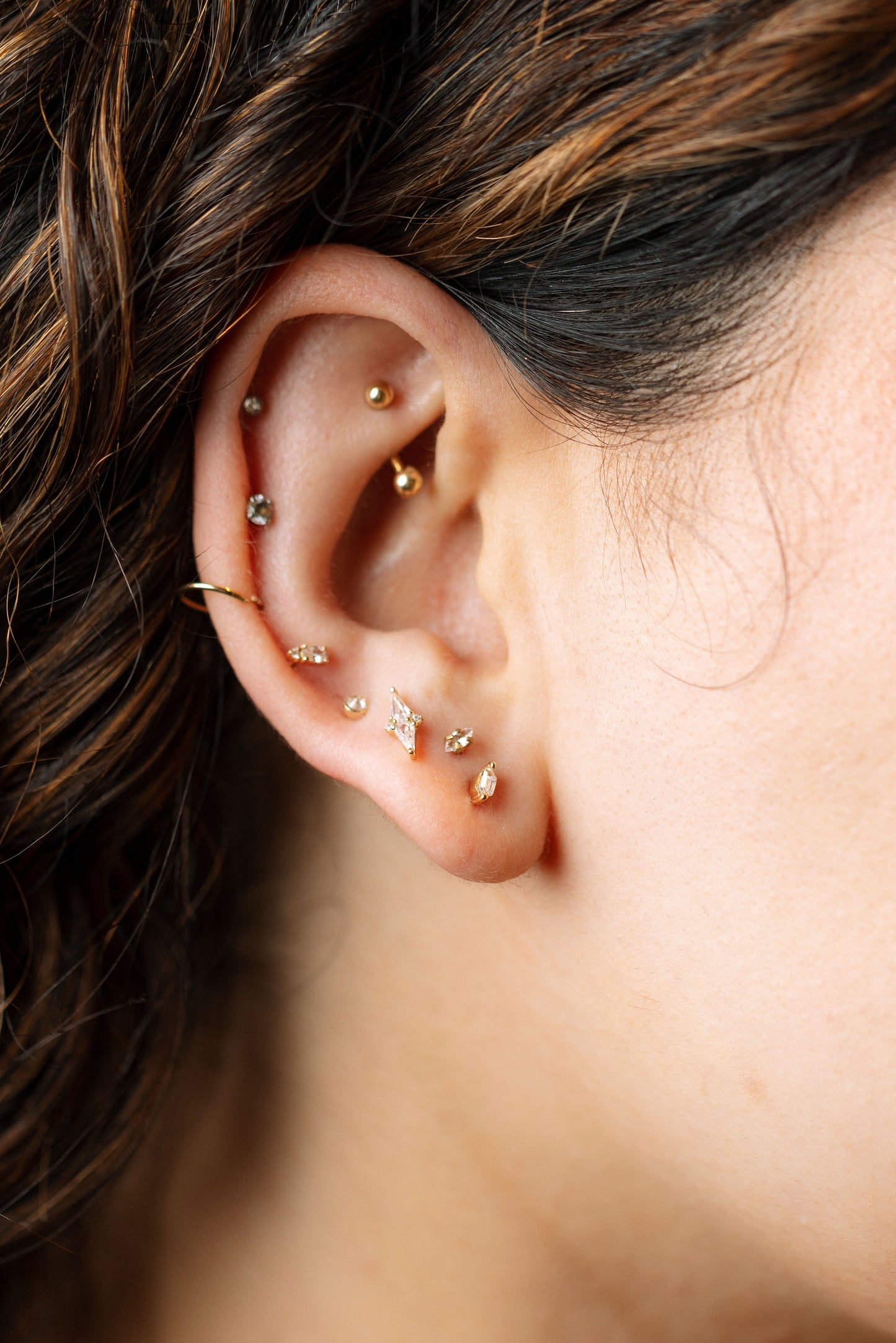 Hexagon Cubic Zirconia Stud