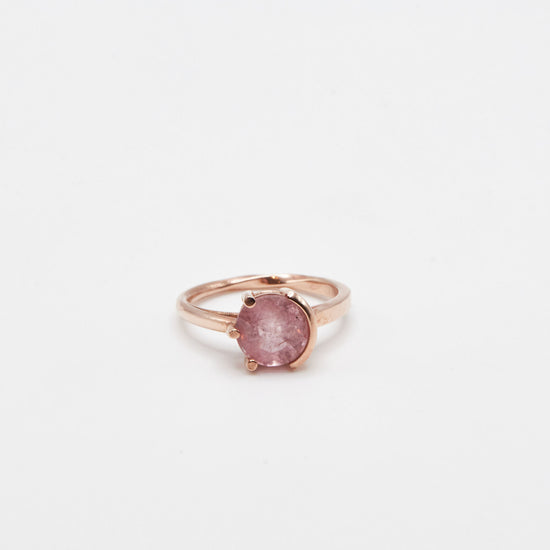Pink Tourmaline Half Bezel Ring