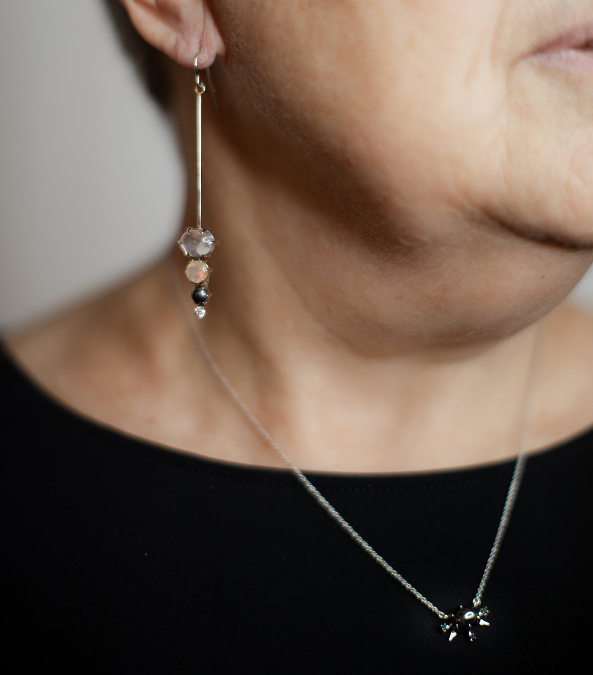 One of a Kind Gem Spike Earrings
