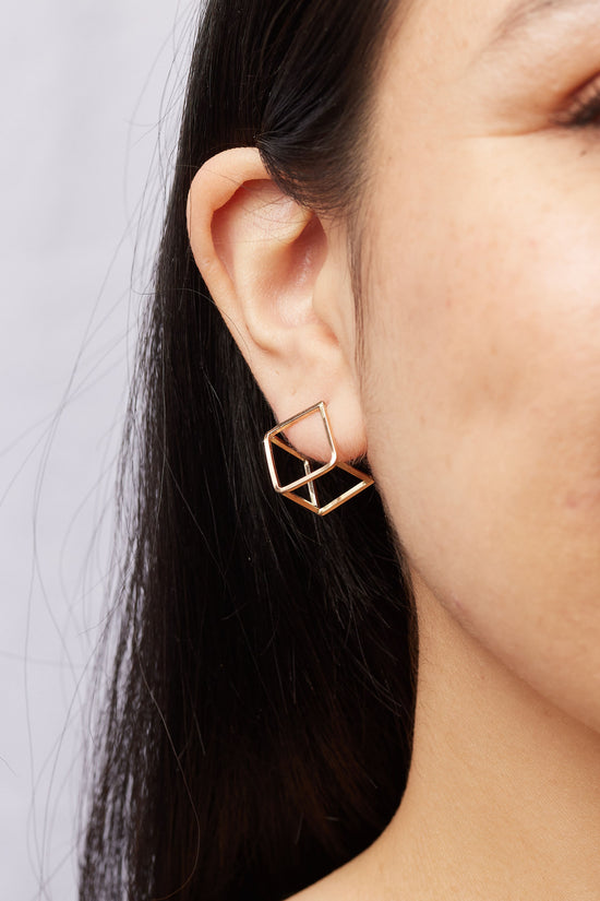 Load image into Gallery viewer, Small Gold Nabi Cube Earrings
