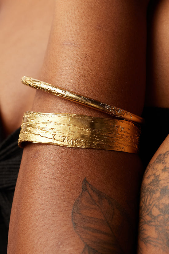 22K Gold Plated Brass Etched Bangle