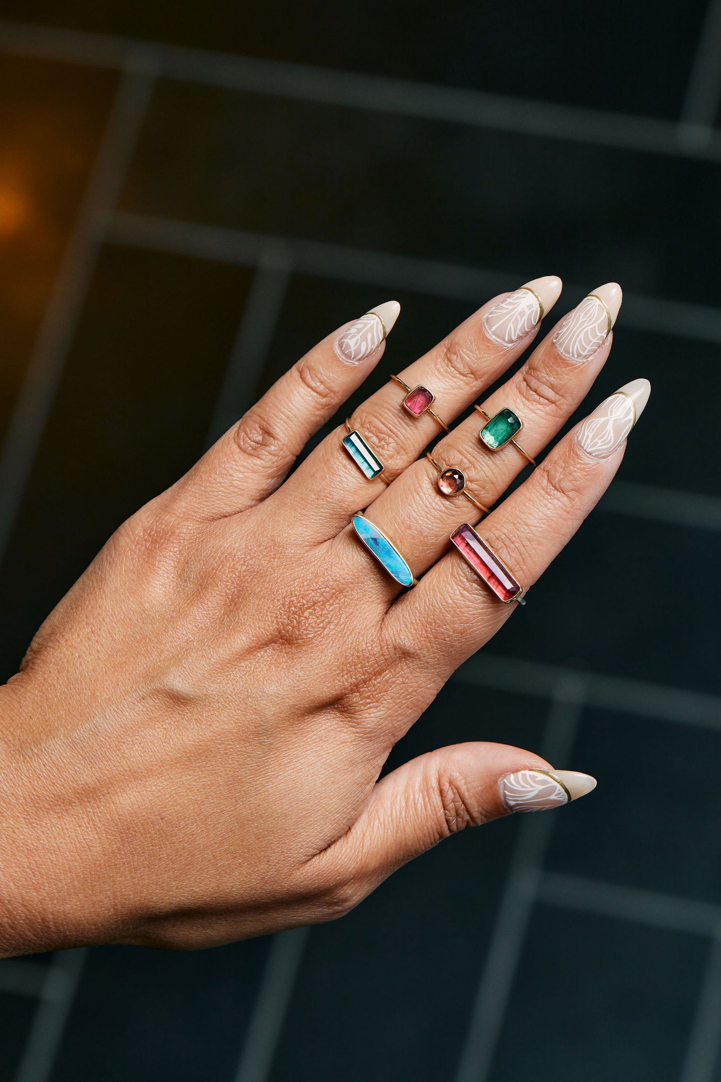 Blue Tourmaline Bar Ring