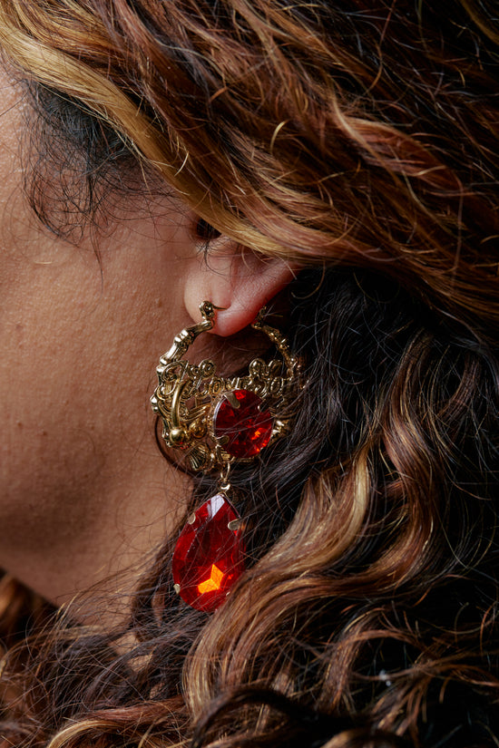 "I love you" Gemstone Hoop Earrings