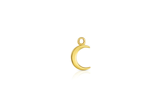 Load image into Gallery viewer, 18k yellow gold crescent moon pendant on white background.
